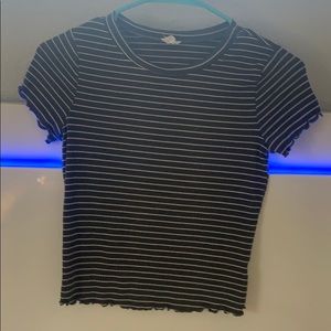 Dark green white striped tee shirt